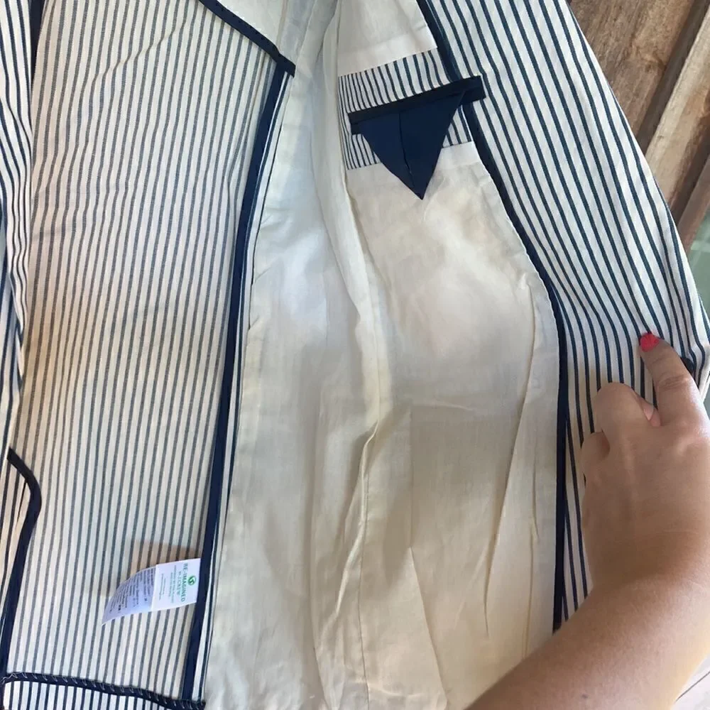 J. Crew Cotton Alfie Blazer in Striped Chino- Single Breasted Vintage Prep Style